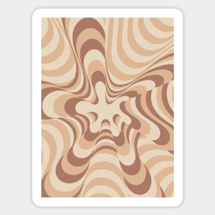 Abstract Groovy Retro Liquid Swirl in Brown Sticker